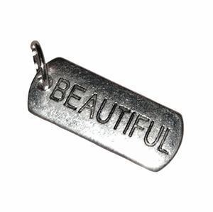 Silver Oblong Tag BEAUTIFUL Charm for Necklace or Bracelet Word Dog Tags Pendant